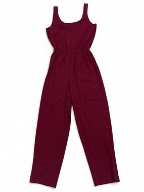 90s Sleeveless Elastic-Waist Maroon Jumpsuit, Size small